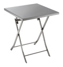 Industrial Styled Metal Folding Table with Cross Legs, Silver-Accent Tables-Silver-Metal-JadeMoghul Inc.