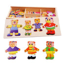 Infant Shining Baby Bear Change Clothes Puzzle Building Block Early Childhood Wooden Jigsaw Gift Toys 1-4y 72pcs Model Kits-A-JadeMoghul Inc.
