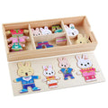 Infant Shining Baby Bear Change Clothes Puzzle Building Block Early Childhood Wooden Jigsaw Gift Toys 1-4y 72pcs Model Kits-rabbit-JadeMoghul Inc.