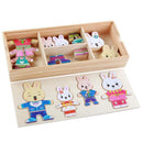 Infant Shining Baby Bear Change Clothes Puzzle Building Block Early Childhood Wooden Jigsaw Gift Toys 1-4y 72pcs Model Kits-rabbit-JadeMoghul Inc.