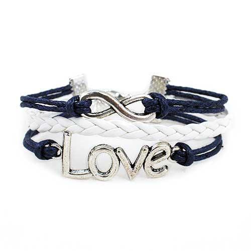 Infinity Love Bracelet (Navy and White)-Parasols & Rain Umbrellas-JadeMoghul Inc.