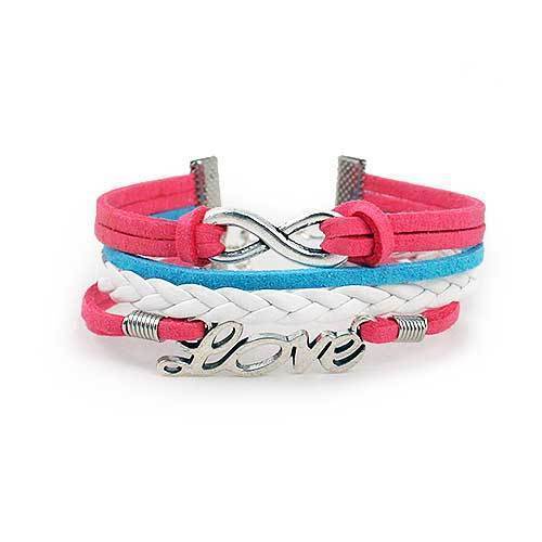 Infinity Love Bracelet [Pink Blue and White]-Parasols & Rain Umbrellas-JadeMoghul Inc.