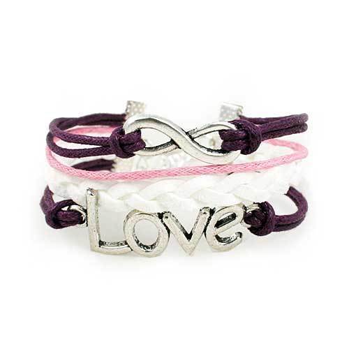 Infinity Love Bracelet [Purple Pink and White]-Parasols & Rain Umbrellas-JadeMoghul Inc.