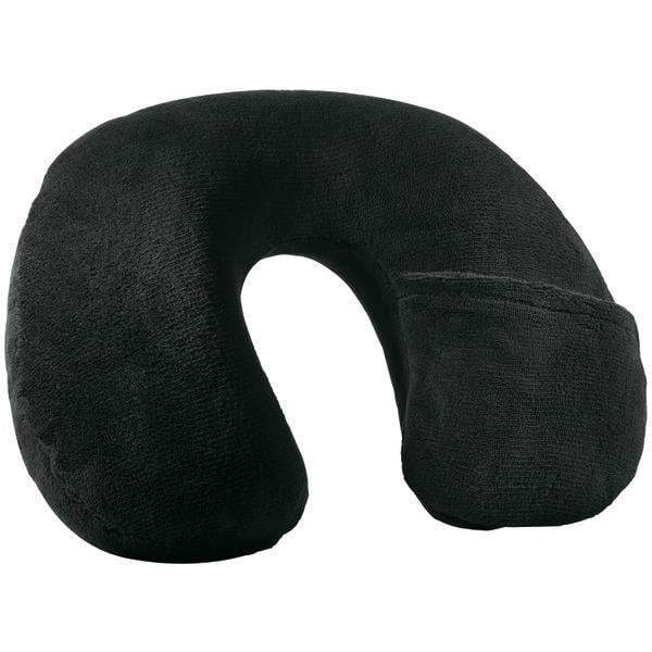 Inflatable Fleece Neck Rest (Black)-Travel Accessories-JadeMoghul Inc.