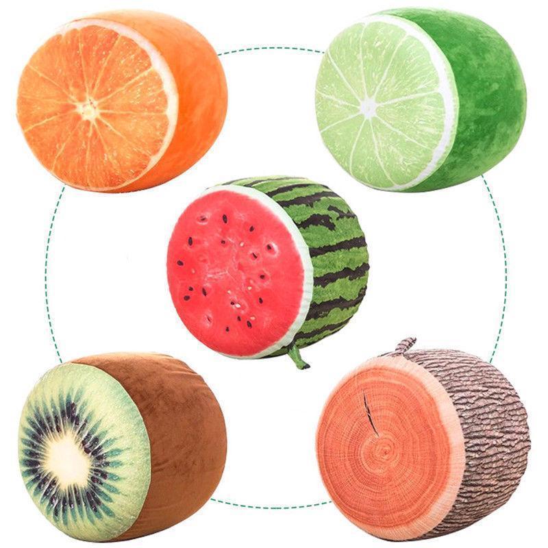 Inflatable Stool Kids Plush Toys 3D Fruit Series Pillow Cushion Soft Cute Toy For Home Decor-Orange-JadeMoghul Inc.