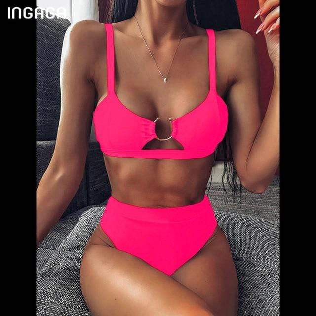 INGAGA High Waist Bikini 2020 Push Up Swimsuit Leopard Swimwear Women Brazilian Bikini Set Biquini Sexy Bathing Suit Women AExp