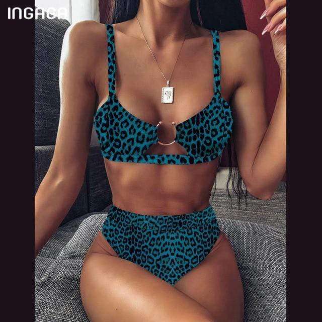 INGAGA High Waist Bikini 2020 Push Up Swimsuit Leopard Swimwear Women Brazilian Bikini Set Biquini Sexy Bathing Suit Women AExp