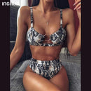 INGAGA High Waist Bikini 2020 Push Up Swimsuit Leopard Swimwear Women Brazilian Bikini Set Biquini Sexy Bathing Suit Women AExp