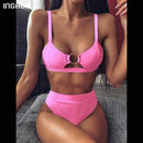 INGAGA High Waist Bikini 2020 Push Up Swimsuit Leopard Swimwear Women Brazilian Bikini Set Biquini Sexy Bathing Suit Women AExp