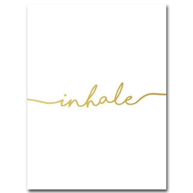 Inhale Exhale Golden Simple Quote Canvas Posters and Prints Nordic Style Wall Art Painting Wall Picture for Living Room Decor-13x18cm Unframed-Picture 1-JadeMoghul Inc.