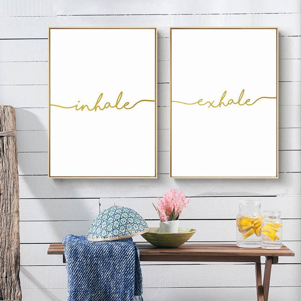 Inhale Exhale Golden Simple Quote Canvas Posters and Prints Nordic Style Wall Art Painting Wall Picture for Living Room Decor-13x18cm Unframed-Picture 1-JadeMoghul Inc.