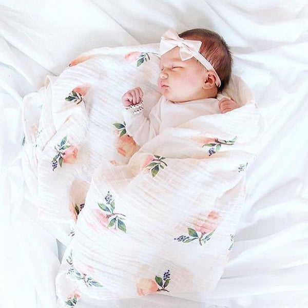 INS Hot Baby Blanket NewbornSwaddle 120x120cm Super Soft Breathable Multi-Use Muslin Cotton Wrap Lemon Cactus Baby Blankets-Rose-JadeMoghul Inc.