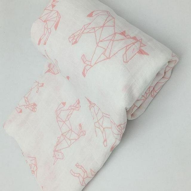 INS Hot Baby Blanket NewbornSwaddle 120x120cm Super Soft Breathable Multi-Use Muslin Cotton Wrap Lemon Cactus Baby Blankets-Unicorn-JadeMoghul Inc.