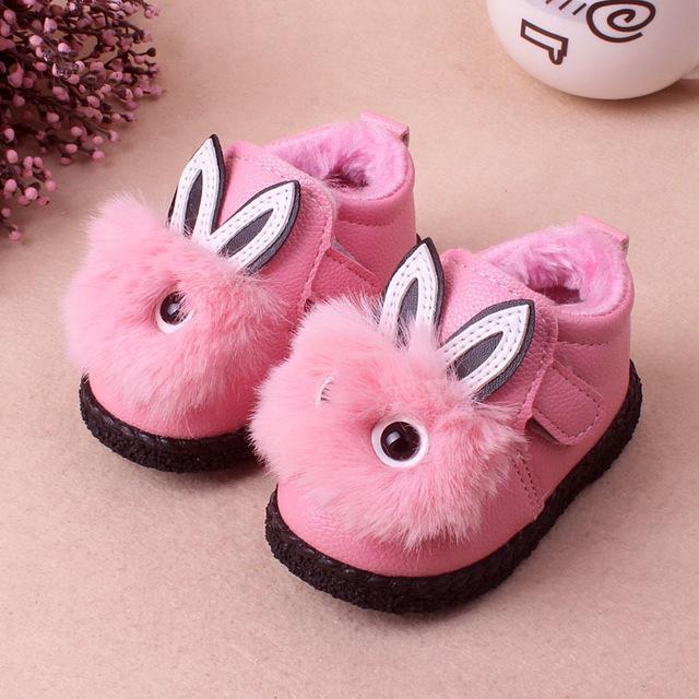 Insole 11.5-13.5cm New Winter Rabbit Infant Shoes Toddlers Baby Snow Fur Boots Cotton Shoes-A pink-3.5-JadeMoghul Inc.