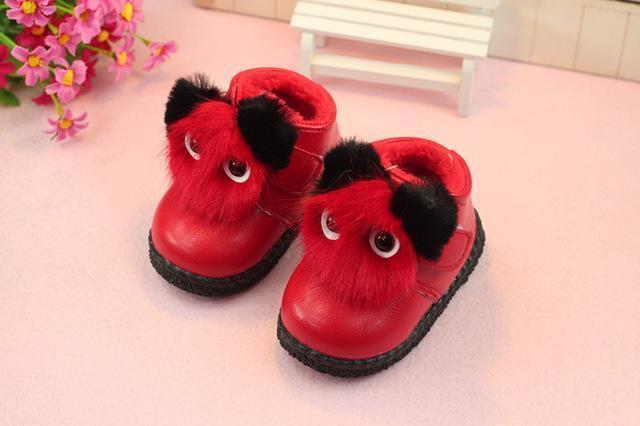 Insole 11.5-13.5cm New Winter Rabbit Infant Shoes Toddlers Baby Snow Fur Boots Cotton Shoes-A RED-3.5-JadeMoghul Inc.