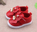 Insole 11.5-14cm New Girls Shoes Autumn Baby Toddler Shoes PU Bow Soft Non Slip Bottom Shoes-red A-6-JadeMoghul Inc.