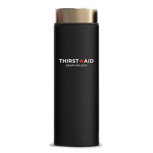 Insulated Water Bottle - Black Sleek - Thirst Aid Printing (Pack of 1)-Personalized Gifts for Men-JadeMoghul Inc.