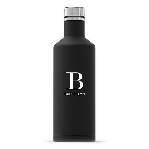 Insulated Water Bottle - Sleek Black - Modern Serif Initial Printing (Pack of 1)-Personalized Gifts for Men-JadeMoghul Inc.