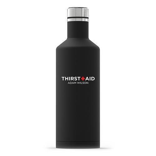 Insulated Water Bottle - Sleek Black - Thirst Aid Printing (Pack of 1)-Personalized Gifts for Men-JadeMoghul Inc.