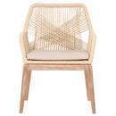 Intricate Rope Weave Design Arm Chair With One Loose Cushion, Set Of Two-Accent Chairs-Multicolor-Mahogany Wood Aluminum and Rope-JadeMoghul Inc.
