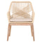 Intricate Rope Weave Design Arm Chair With One Loose Cushion, Set Of Two-Accent Chairs-Multicolor-Mahogany Wood Aluminum and Rope-JadeMoghul Inc.