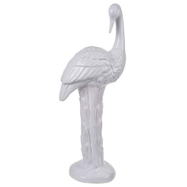 Intriguing White Flamingo Bird Accent-Decorative Objects and Figurines-White-CERAMIC-JadeMoghul Inc.