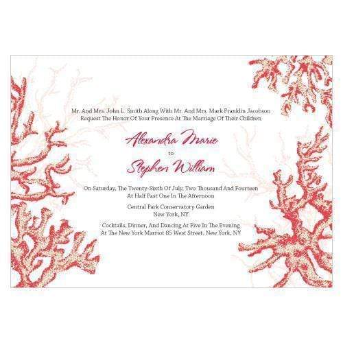 Invitations & Stationery Essentials Reef Coral Invitation (Pack of 1) Weddingstar