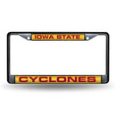 Black License Plate Frame Iowa State Black Laser Chrome Frame