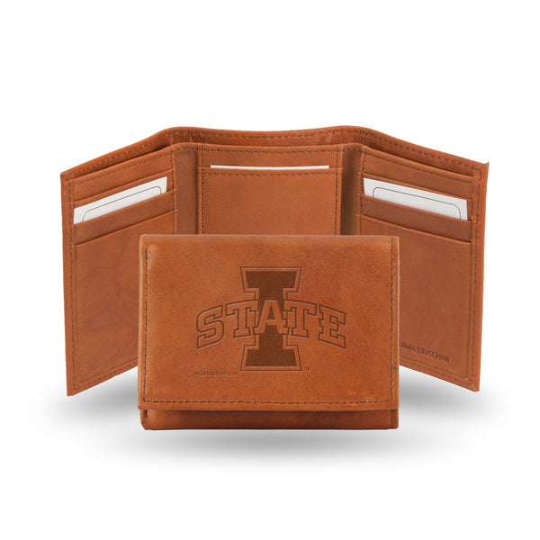 Front Pocket Wallet Iowa State Embossed Leather Trifold