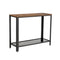 Iron Framed Console Table with Wooden Top and Wire Mesh Open Shelf, Brown and Black-Console Tables-Brown and Black-Iron and Particle Board-JadeMoghul Inc.