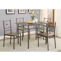 Ironlike Dining Table Set Of Five, Bronze-Dining Sets-Bronze-JadeMoghul Inc.