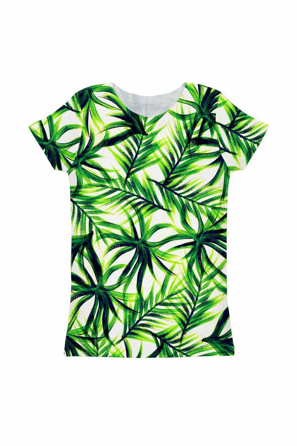 Island Life Zoe Green Floral Print Cute Designer T-Shirt - Girls-Island Life-18M/2-White/Green-JadeMoghul Inc.