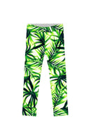 Island Life Lucy Cute Green Floral Print Eco Leggings - Girls-Island Life-18M/2-White/Green-JadeMoghul Inc.