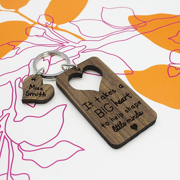 Teacher Gifts It Takes A Big Heart To Shape Little Minds Personalised Teachers Keyring
