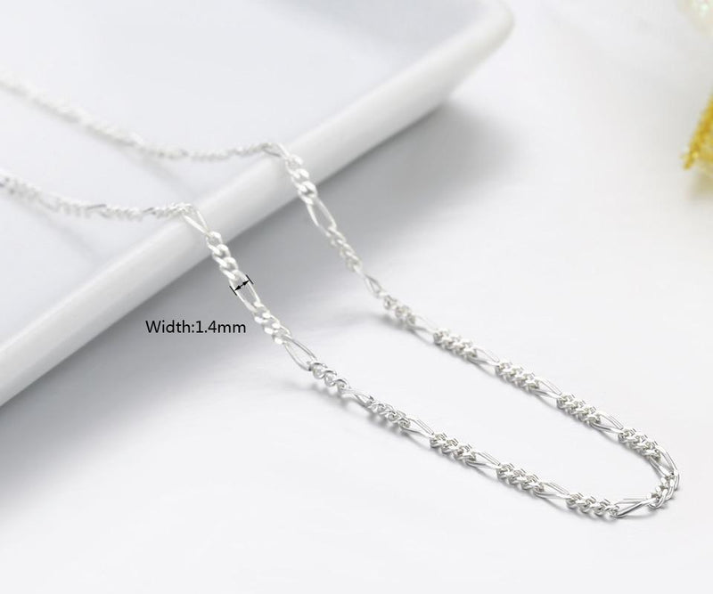 Italy Made Slim 925 Sterling Silver Figaro Chains Choker Necklace Women Jewelry kolye collier collares ketting collane 35-70cm-45cm-JadeMoghul Inc.