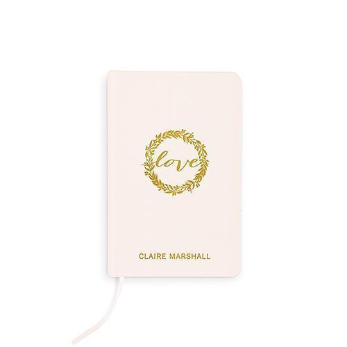 Ivory Linen Pocket Journal - Love Wreath Emboss (Pack of 1)-Wedding Ceremony Accessories-JadeMoghul Inc.