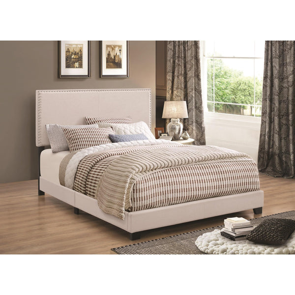 Ivory Upholstered Eastern King Bed-Platform Beds-Ivory-Wood-JadeMoghul Inc.