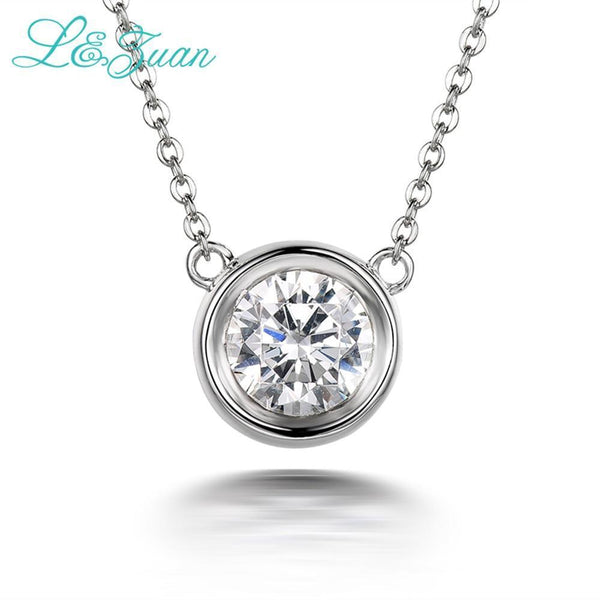 I&Zuan 925 Sterling Silver 1.4ct Diamond Pendant Necklace For Women Simple Small Round Stone Necklaces Fine Jewelry Lover's Gift--JadeMoghul Inc.