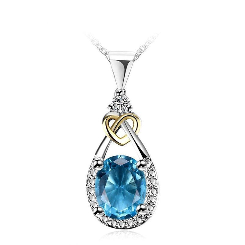 I&zuan Necklaces Pendants Women For Wedding 925 Sterling-silver-jewelry Blue Oval Stone Party Necklaces Fine Jewelry N101--JadeMoghul Inc.