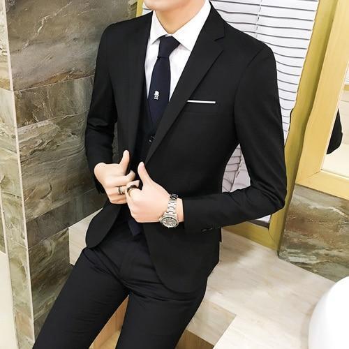 Jacket, Pants & Vest: Men Formal Suit - 3 Pieces Sets-Black-S-JadeMoghul Inc.