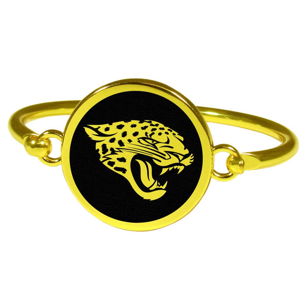 Jacksonville Jaguars Gold Tone Bangle Bracelet-NFL,Jacksonville Jaguars,Jewelry & Accessories-JadeMoghul Inc.