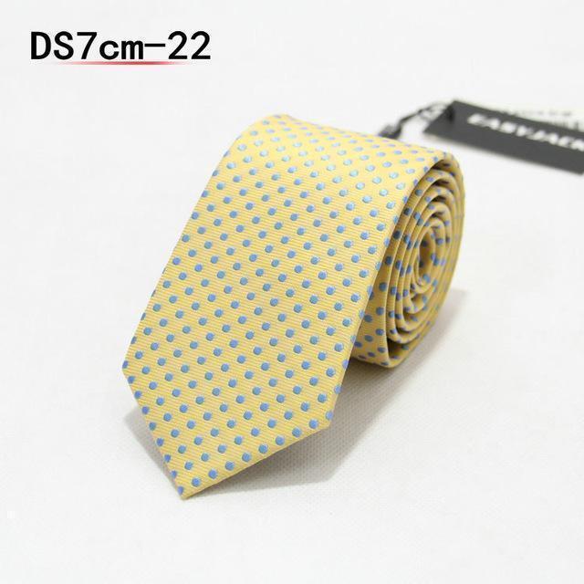 Jacquard Stripe Yellow Plaid Pink Skinny Ties for Men Wedding Tie Slim Men Luxury Tie Designers Fashion Kravat Neckwear Necktie-Gold-JadeMoghul Inc.