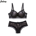 Jadexy Sexy ABC push up women bra set lace hollow out underwear and panty set young lady fashion temptation Bra Brief Sets-Black-75B-JadeMoghul Inc.