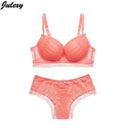 Jadexy Sexy ABC push up women bra set lace hollow out underwear and panty set young lady fashion temptation Bra Brief Sets-Orange-75B-JadeMoghul Inc.