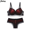 Jadexy Sexy ABC push up women bra set lace hollow out underwear and panty set young lady fashion temptation Bra Brief Sets-Red-75B-JadeMoghul Inc.