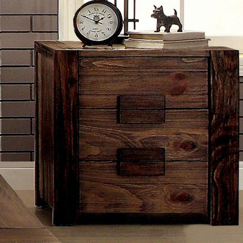 Janeiro Transitional Nightstand, Rustic Natural Tone-Nightstands and Bedside Tables-Rustic Natural Tone-Wood-JadeMoghul Inc.