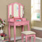 JANELLE Transitional Vanity, Pink-Bedroom & Makeup Vanities-Pink-Solid Wood & Others-JadeMoghul Inc.