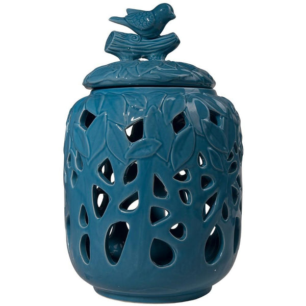 Jar With Lid, Blue-Decorative Jars and Urns-Blue-dolomite-JadeMoghul Inc.