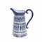 Textured Ceramic Pitcher with Attached Handle, Blue and White