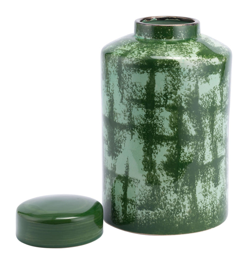 Jars Vintage Cookie Jars - 9.4" x 9.4" x 16.1" Green, Ceramic, Small Temple Jar HomeRoots